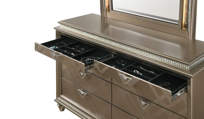 model image Cristal Glam 8-Drawer Dresser and LED Mirror Set model image Cristal Glam 8-Drawer Dresser and LED Mirror Set