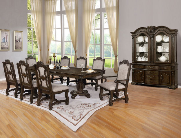 Neo Renaissance Rectangular Dining Table set in Brown