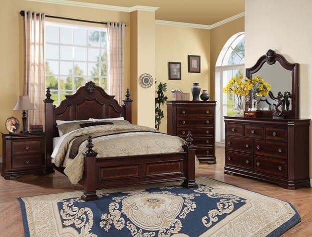 Charlotte 6 Piece Bedroom Suite in Cherry Finish